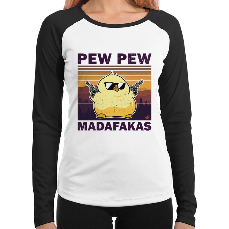 Baby Look Raglan Pew Pew Madafakas Manga Longa