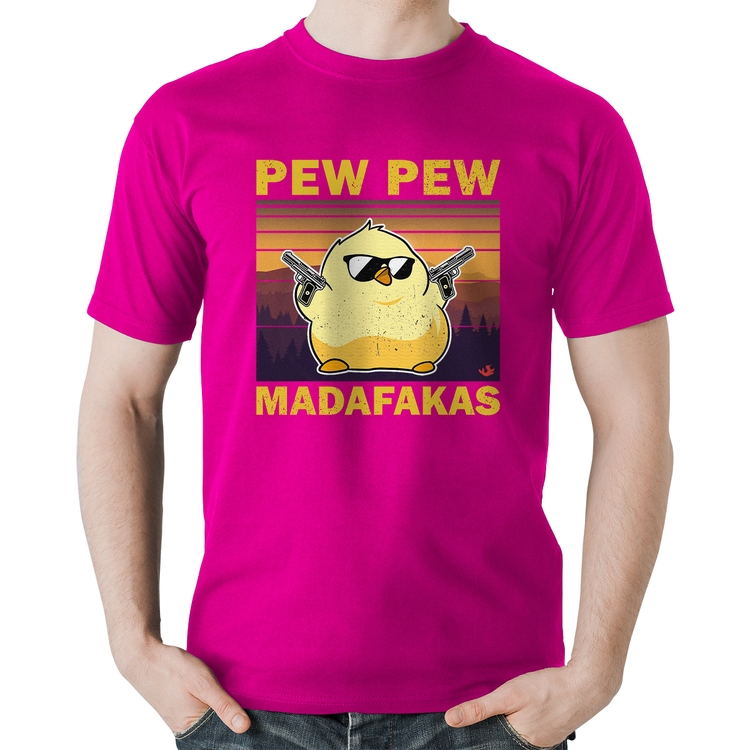 Camiseta Algodão Pew Pew Madafakas - Rosa