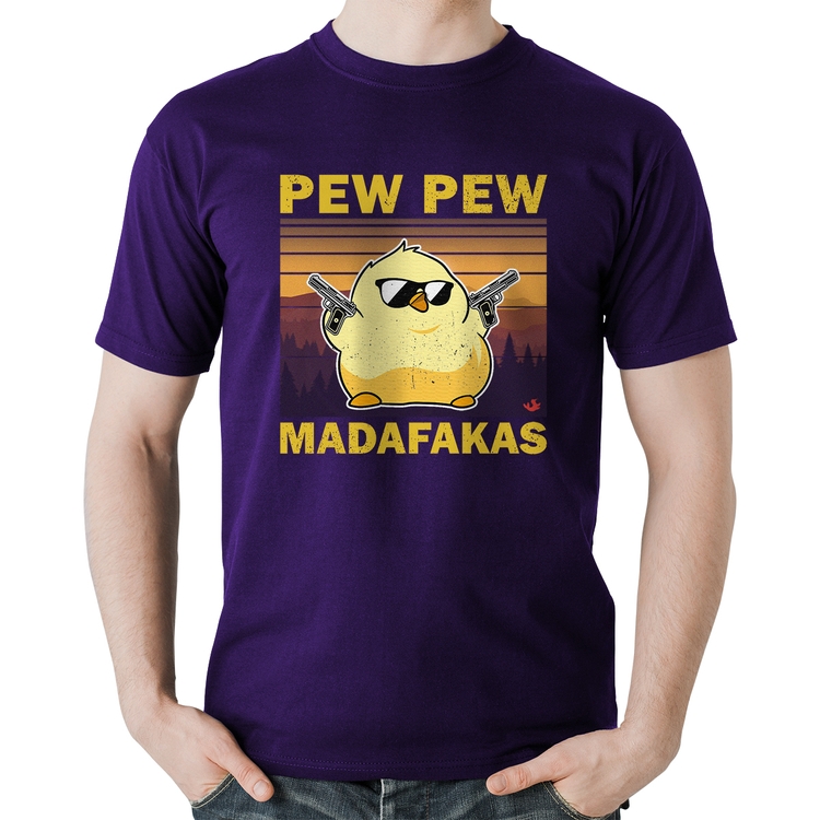 Camiseta Algodão Pew Pew Madafakas - Roxa