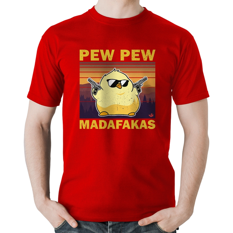 Camiseta Algodão Pew Pew Madafakas - Vermelha