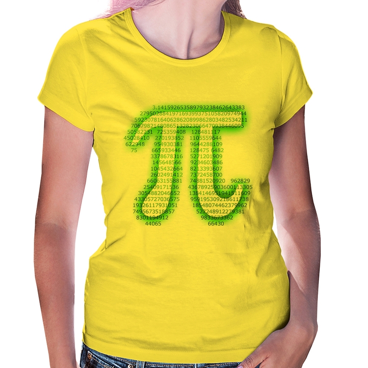 Baby Look PI 3,14 Matemática Verde Neon - Amarela