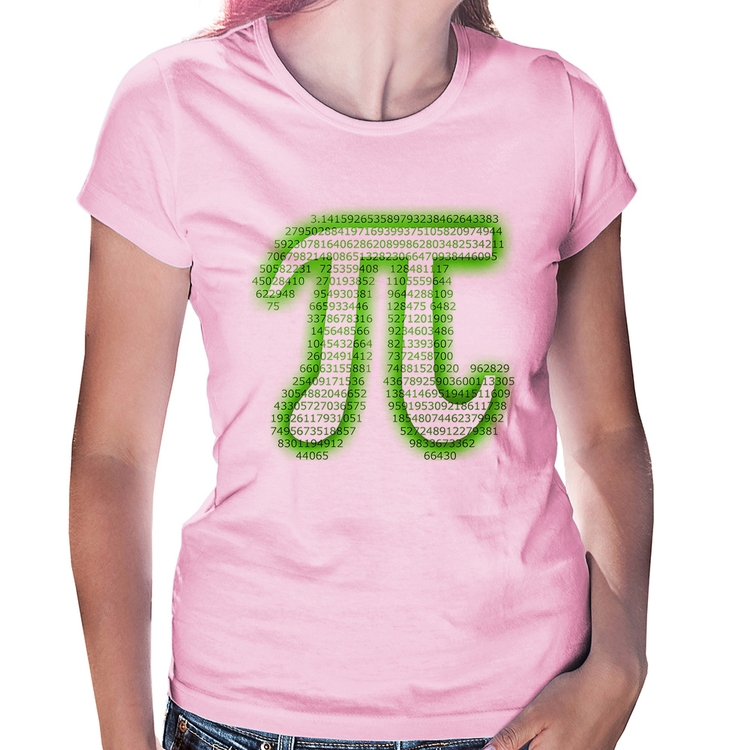 Baby Look PI 3,14 Matemática Verde Neon - Rosa Bebê