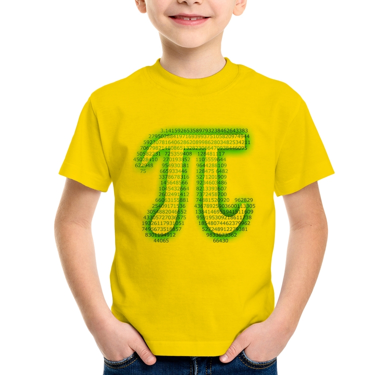 Camiseta Infantil PI 3,14 Matemática Verde Neon - Amarela