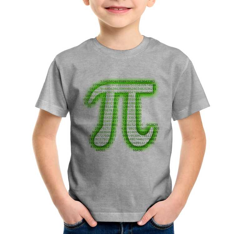Camiseta Infantil PI 3,14 Matemática Verde Neon - Cinza