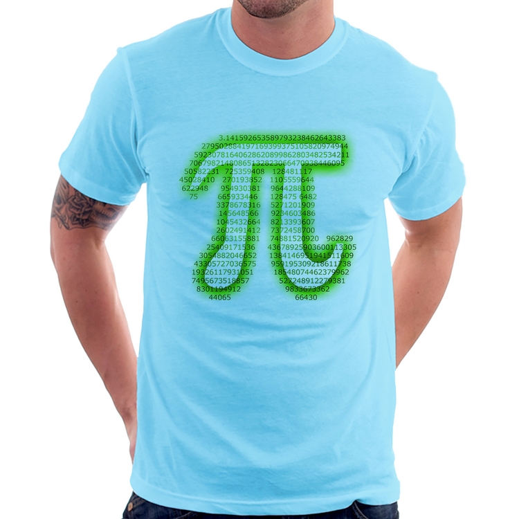 Camiseta PI 3,14 Matemática Verde Neon - Azul Bebê