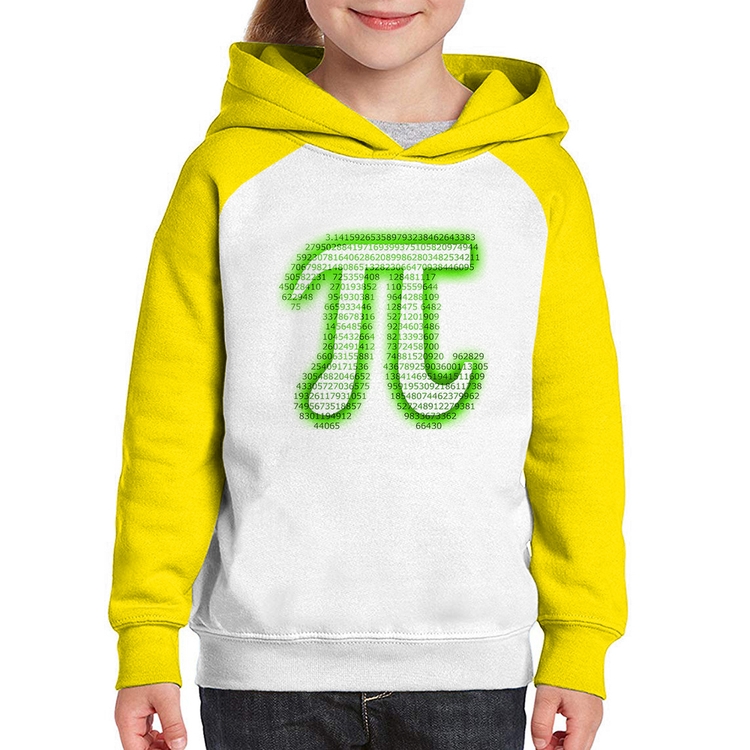 Moletom Infantil PI 3,14 Matemática Verde Neon - Branco/Amarelo