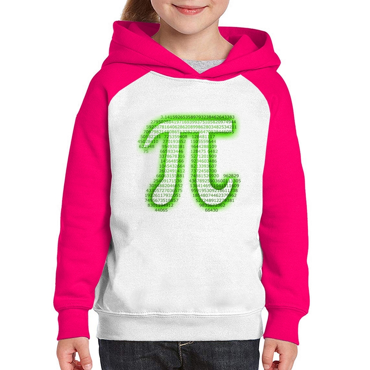 Moletom Infantil PI 3,14 Matemática Verde Neon - Branco/Rosa