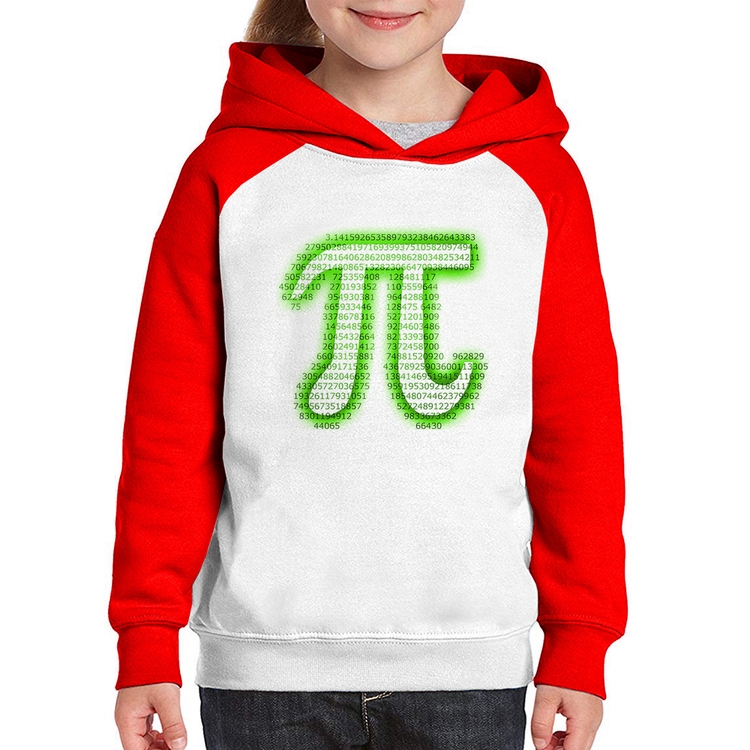 Moletom Infantil PI 3,14 Matemática Verde Neon - Branco/Vermelho