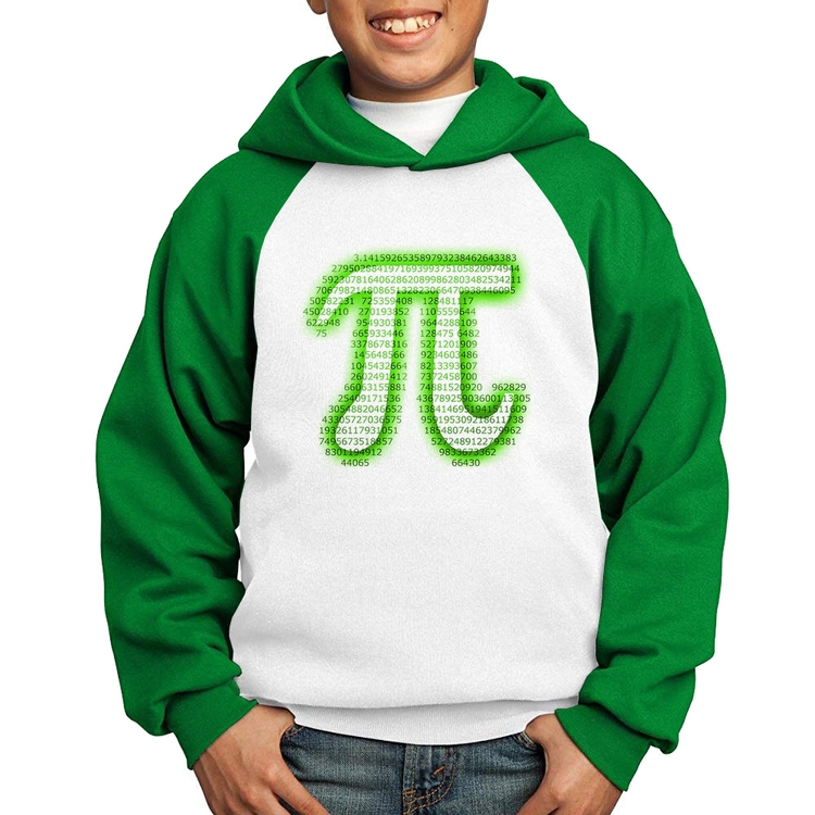 Moletom Infantil PI 3,14 Matemática Verde Neon - Branco/Verde