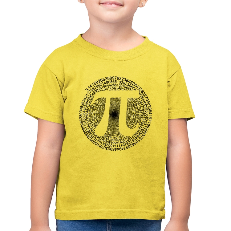 Camiseta Algodão Infantil PI 3,14 Matemática Espiral - Amarelo Canário
