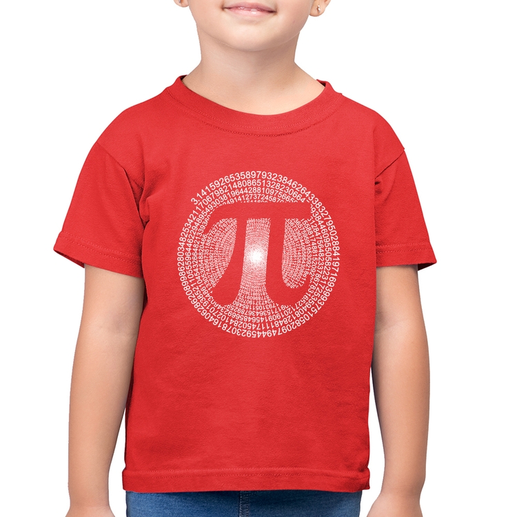 Camiseta Algodão Infantil PI 3,14 Matemática Espiral - Vermelha