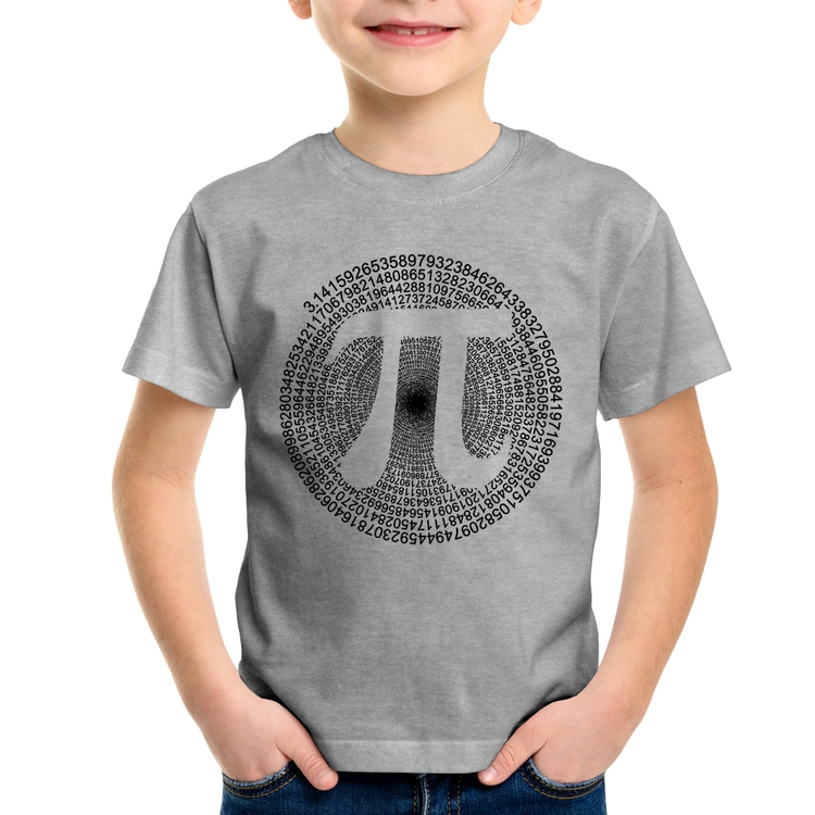 Camiseta Infantil PI 3,14 Matemática Espiral - Cinza