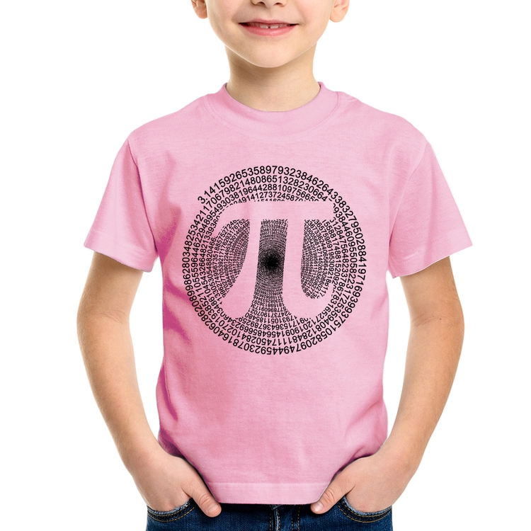 Camiseta Infantil PI 3,14 Matemática Espiral - Rosa Bebê