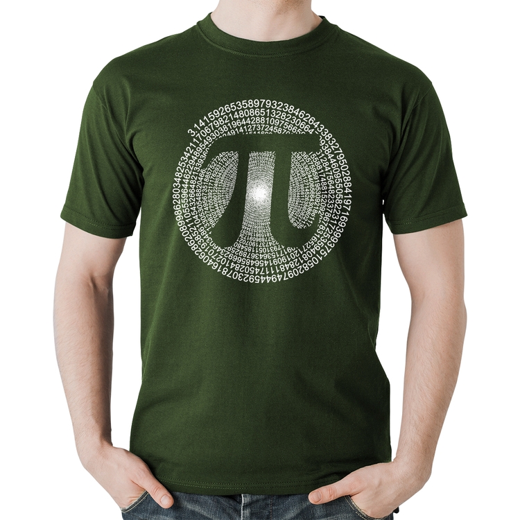 Camiseta Algodão PI 3,14 Matemática Espiral - Musgo