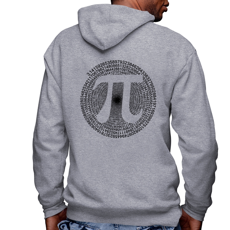 Blusa Moletom PI 3,14 Matemática Espiral Masculina com Capuz e Zíper - Mescla