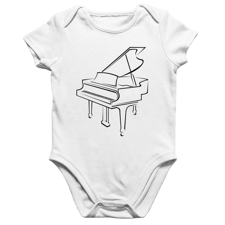 Body Bebê Algodão Piano - Branco