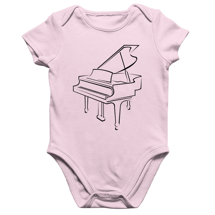 Body Bebê Algodão Piano - Rosa Bebê