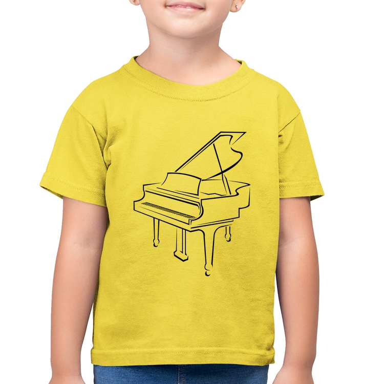 Camiseta Algodão Infantil Piano - Amarelo Canário