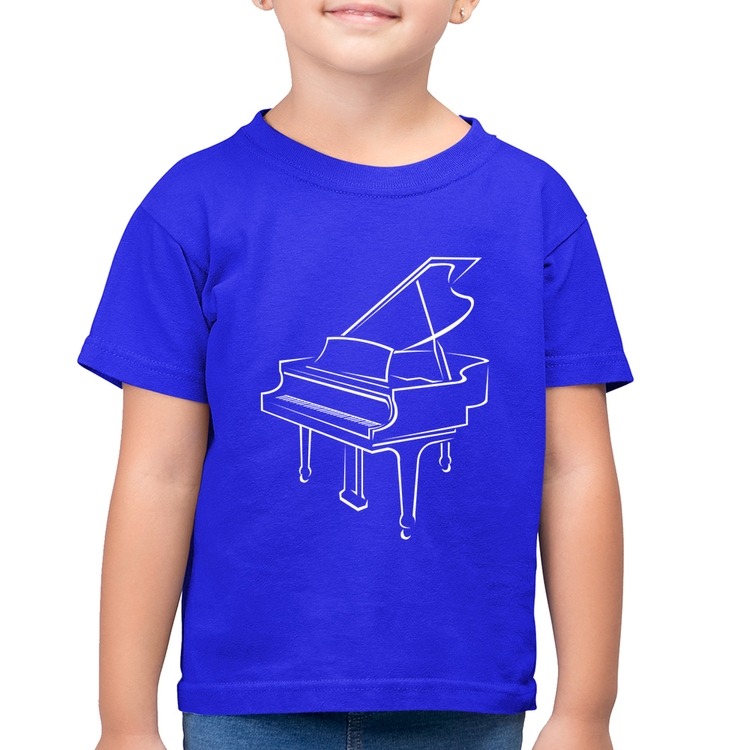 Camiseta Algodão Infantil Piano - Azul Royal