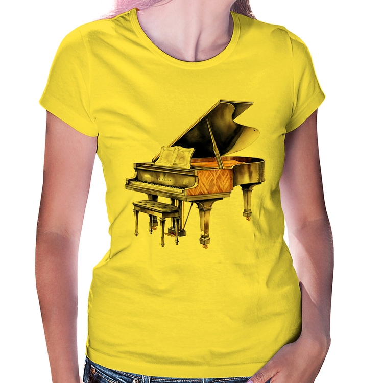 Baby Look Piano Arte - Amarela