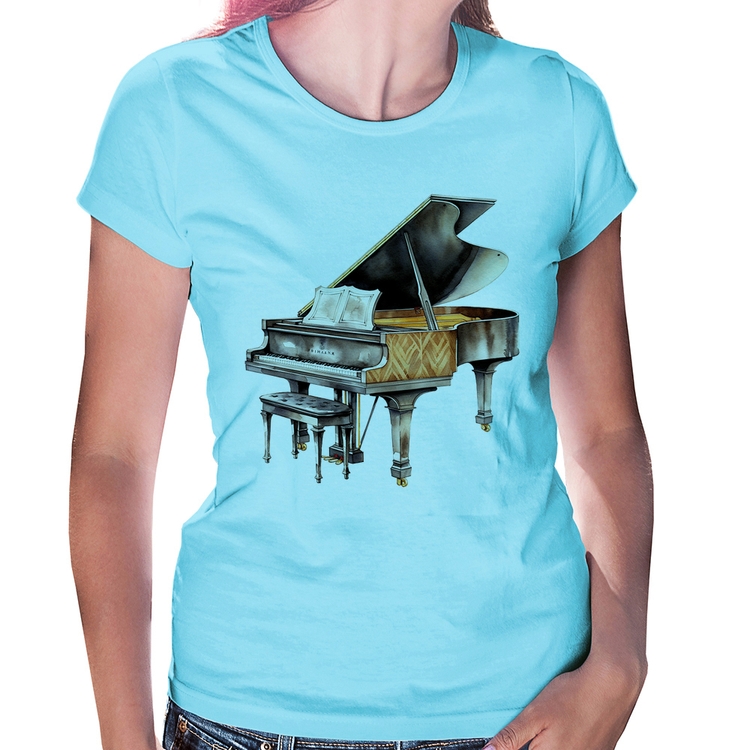 Baby Look Piano Arte - Azul Bebê