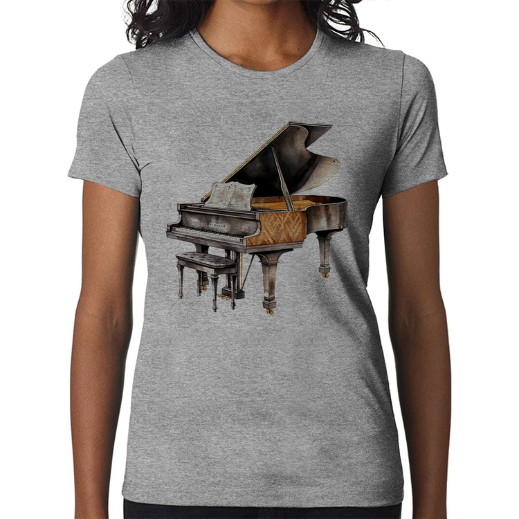 Baby Look Piano Arte - Cinza