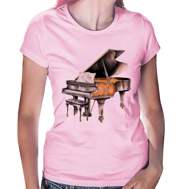 Baby Look Piano Arte - Rosa Bebê