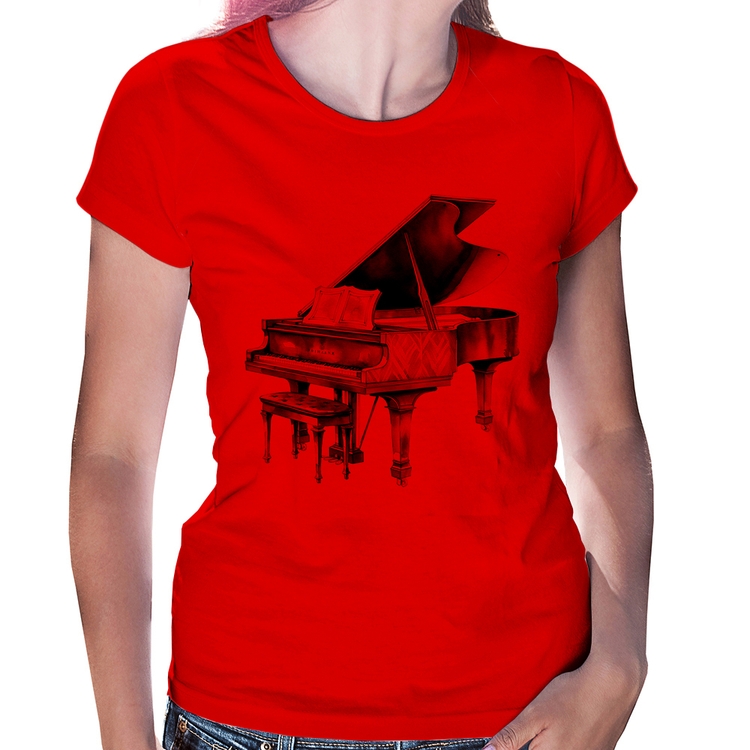 Baby Look Piano Arte - Vermelha