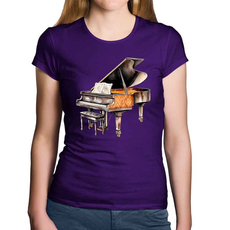 Baby Look Algodão Piano Arte - Roxa