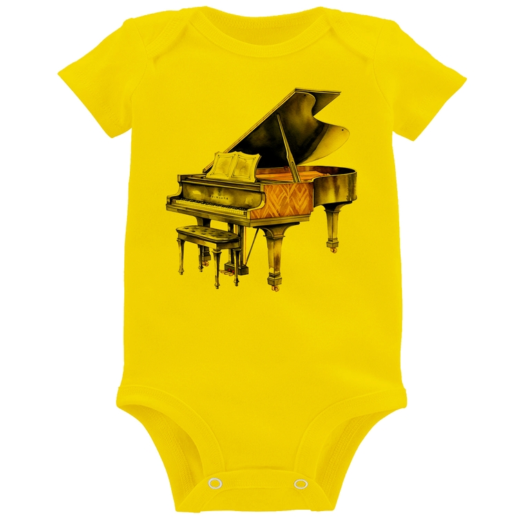 Body Bebê Piano Arte - Amarelo