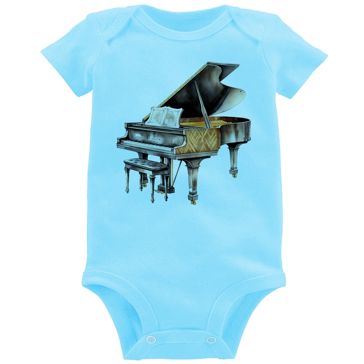 Body Bebê Piano Arte - Azul Bebê