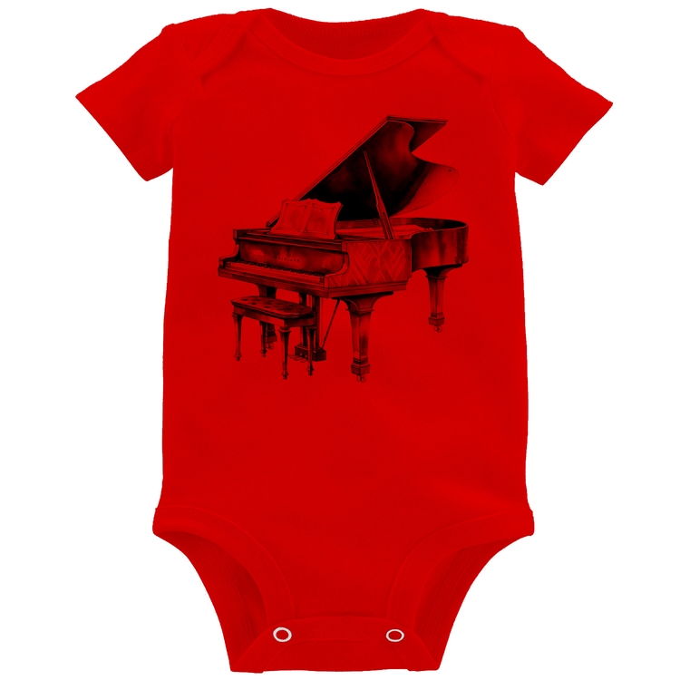 Body Bebê Piano Arte - Vermelho