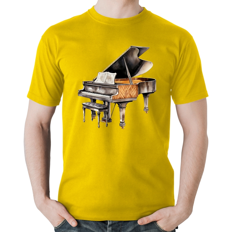 Camiseta Algodão Piano Arte - Amarela
