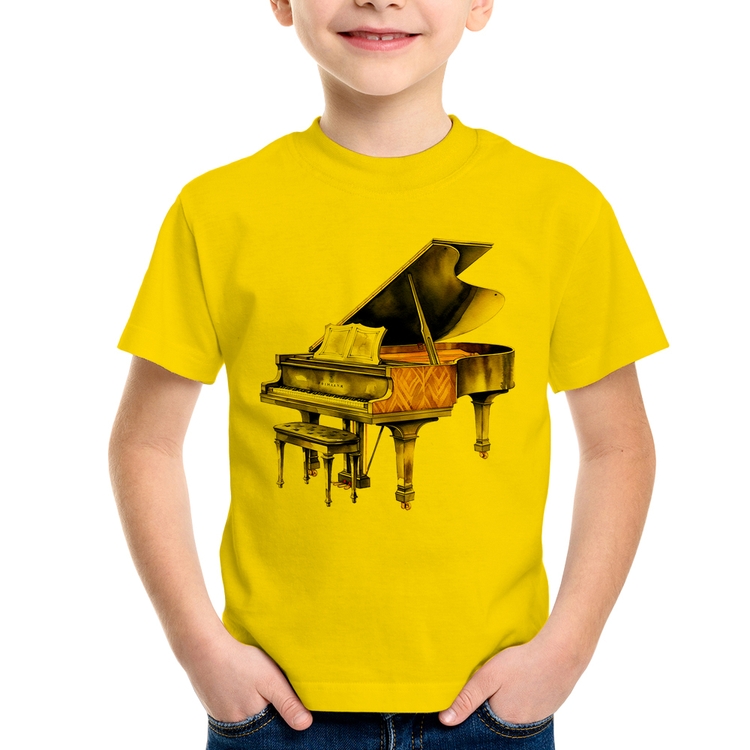 Camiseta Infantil Piano Arte - Amarela