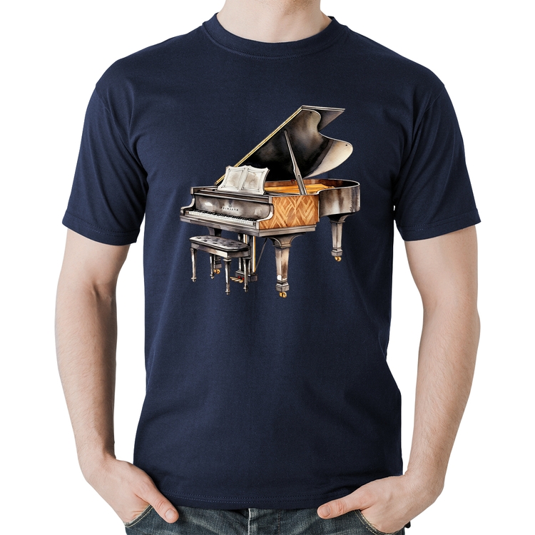 Camiseta Algodão Piano Arte - Marinho