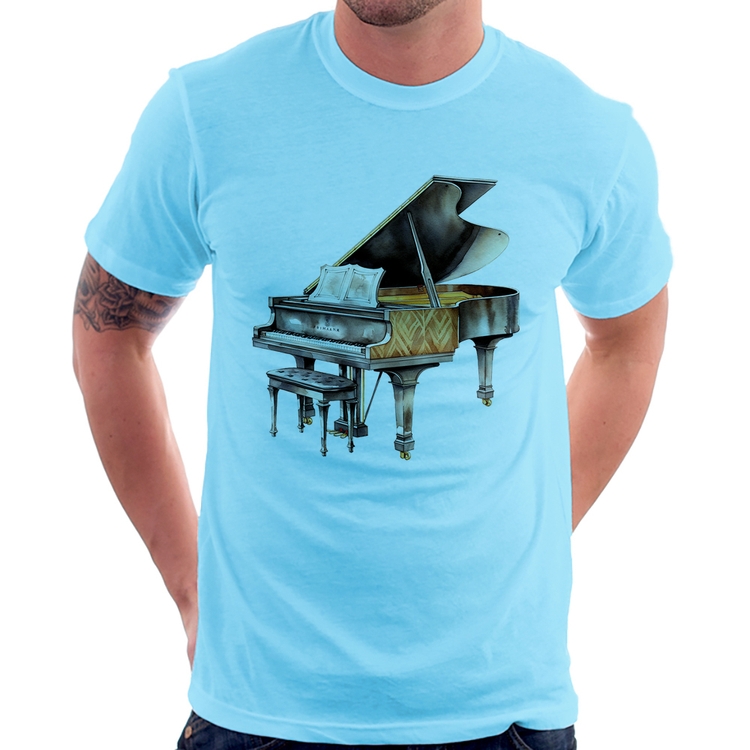 Camiseta Piano Arte - Azul Bebê
