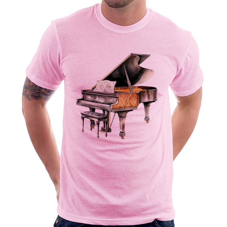 Camiseta Piano Arte - Rosa Bebê