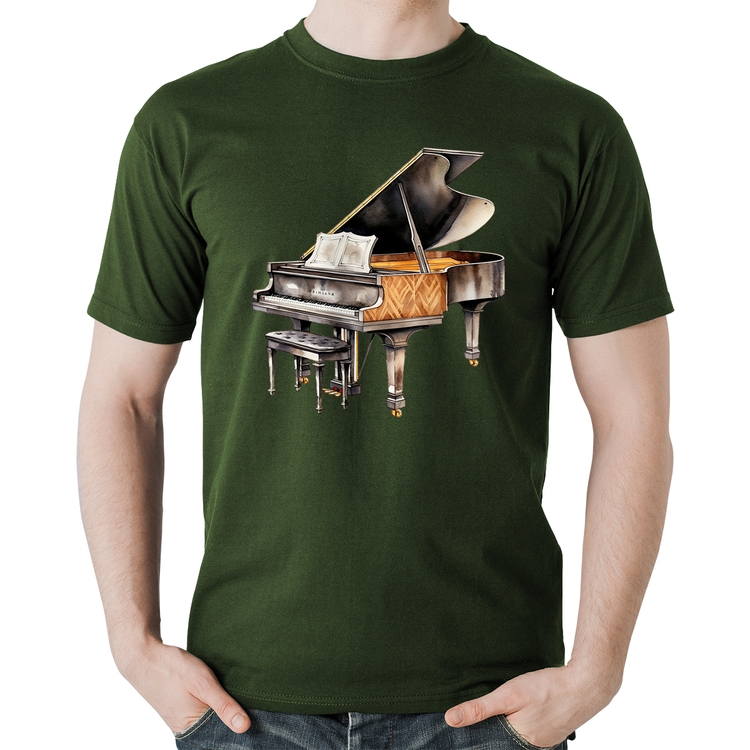 Camiseta Algodão Piano Arte - Musgo