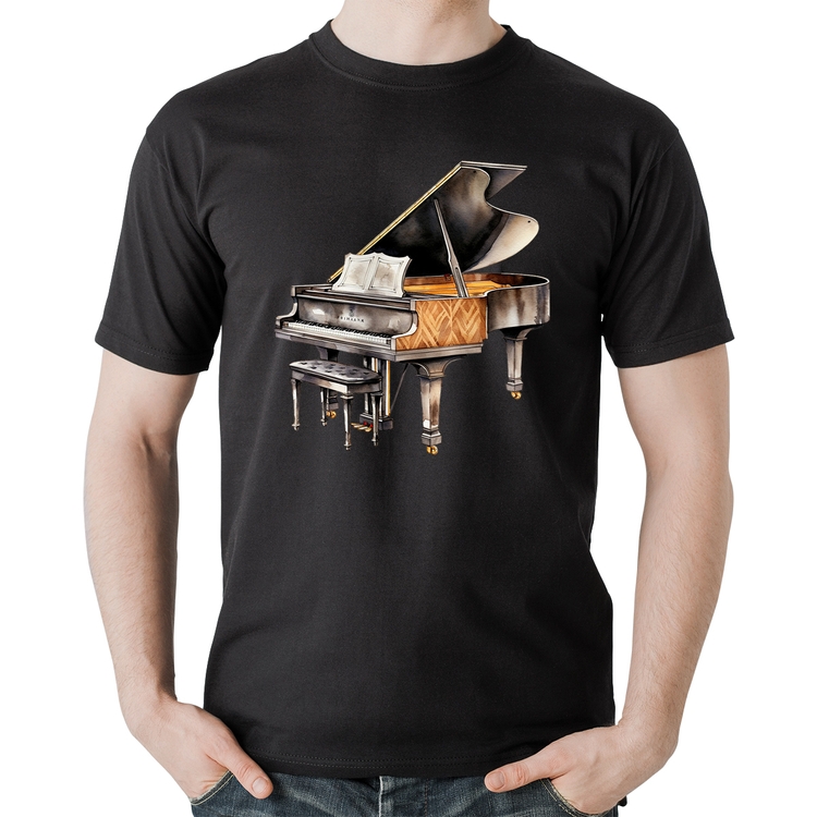 Camiseta Algodão Piano Arte