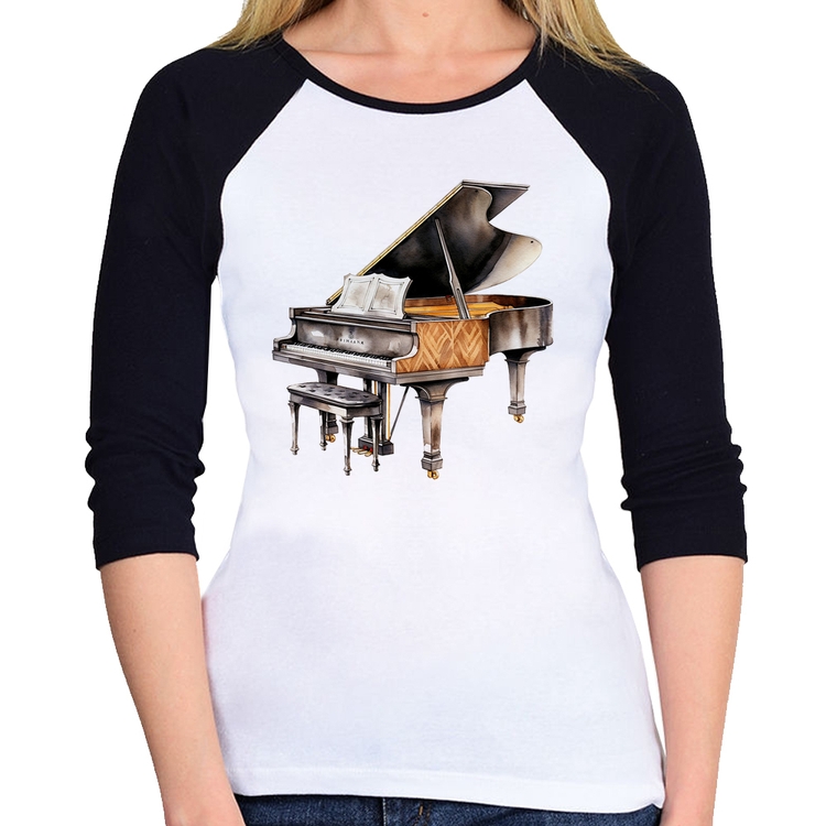 Baby Look Raglan Piano Arte Manga 3/4