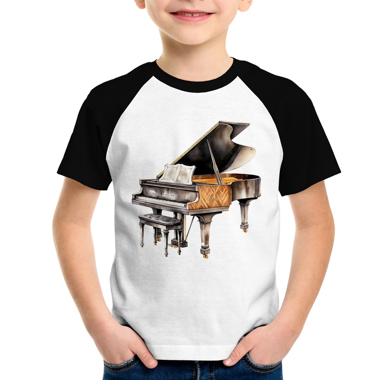 Camiseta Raglan Infantil Piano Arte