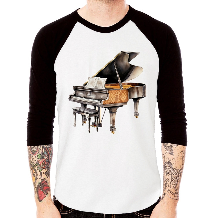 Camiseta Raglan Piano Arte Manga 3/4