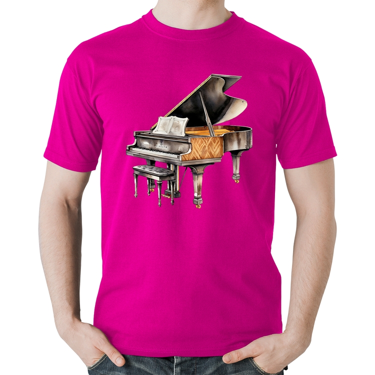 Camiseta Algodão Piano Arte - Rosa