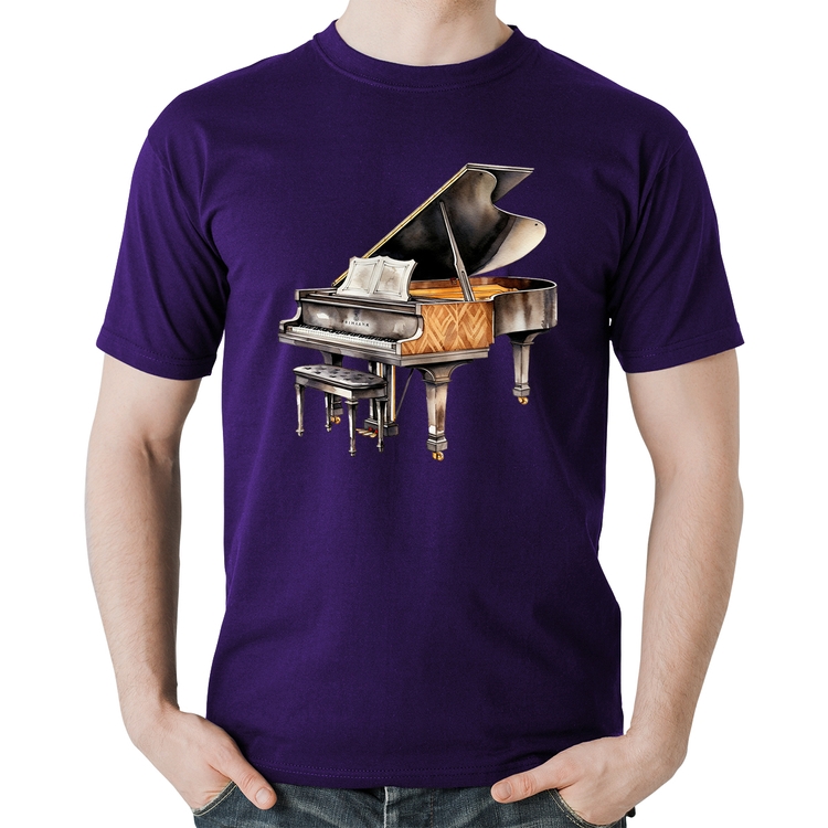 Camiseta Algodão Piano Arte - Roxa