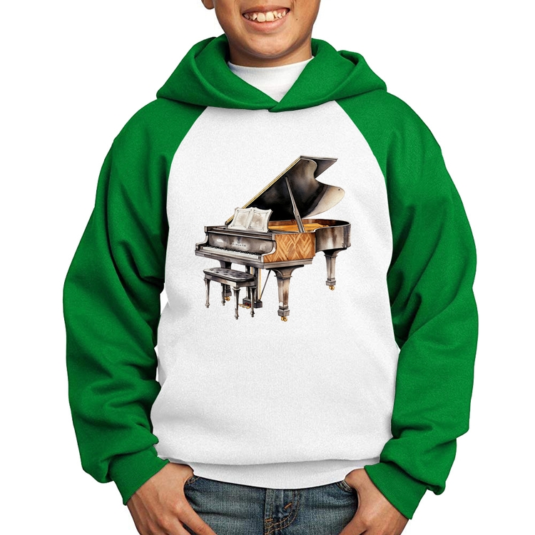 Moletom Infantil Piano Arte - Branco/Verde