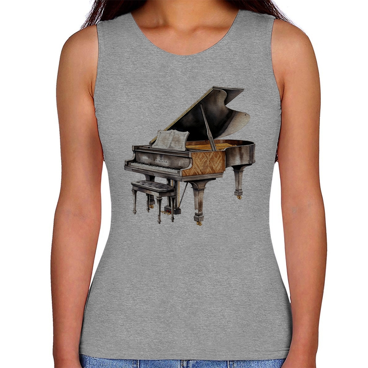 Regata Feminina Piano Arte - Cinza