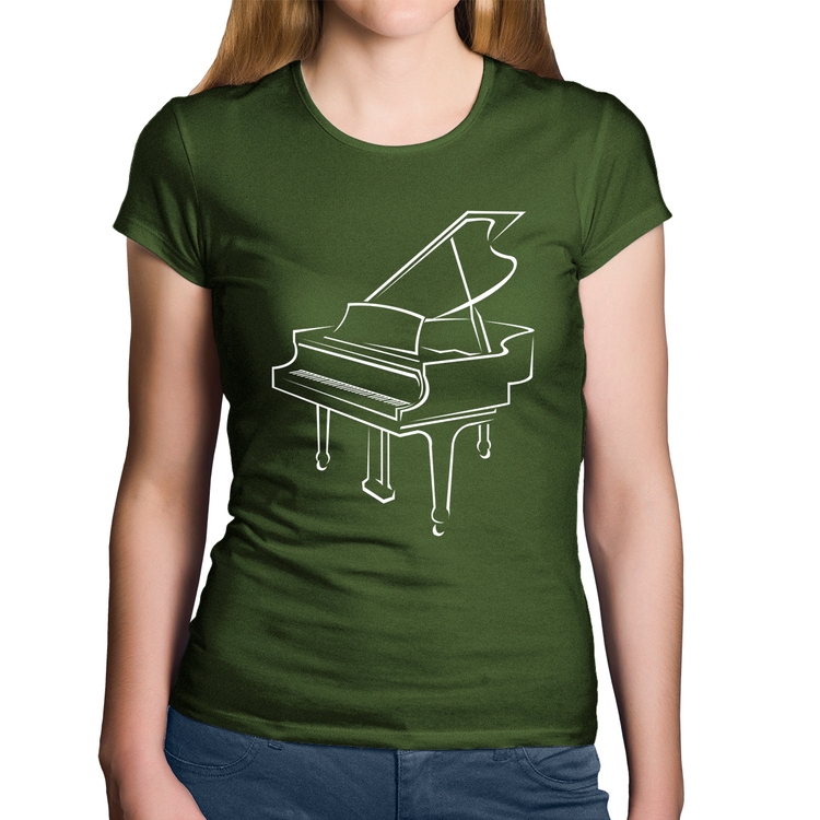 Baby Look Algodão Piano - Musgo