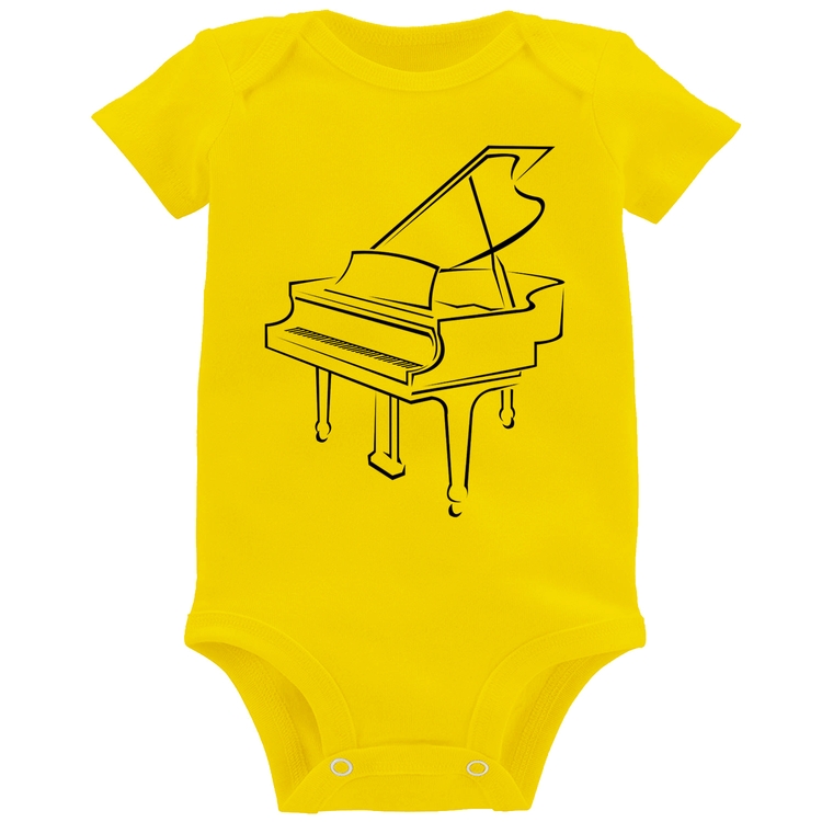 Body Bebê Piano - Amarelo