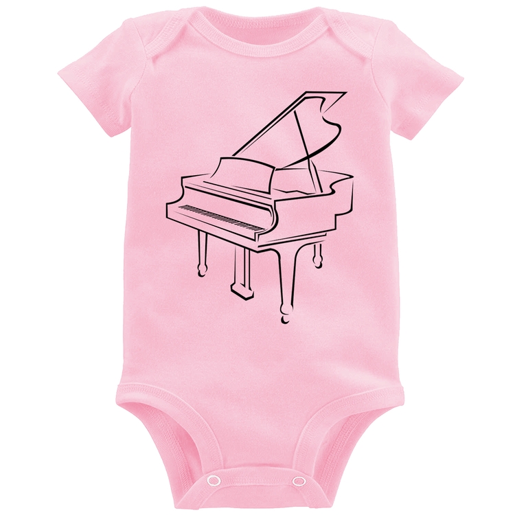 Body Bebê Piano - Rosa Bebê