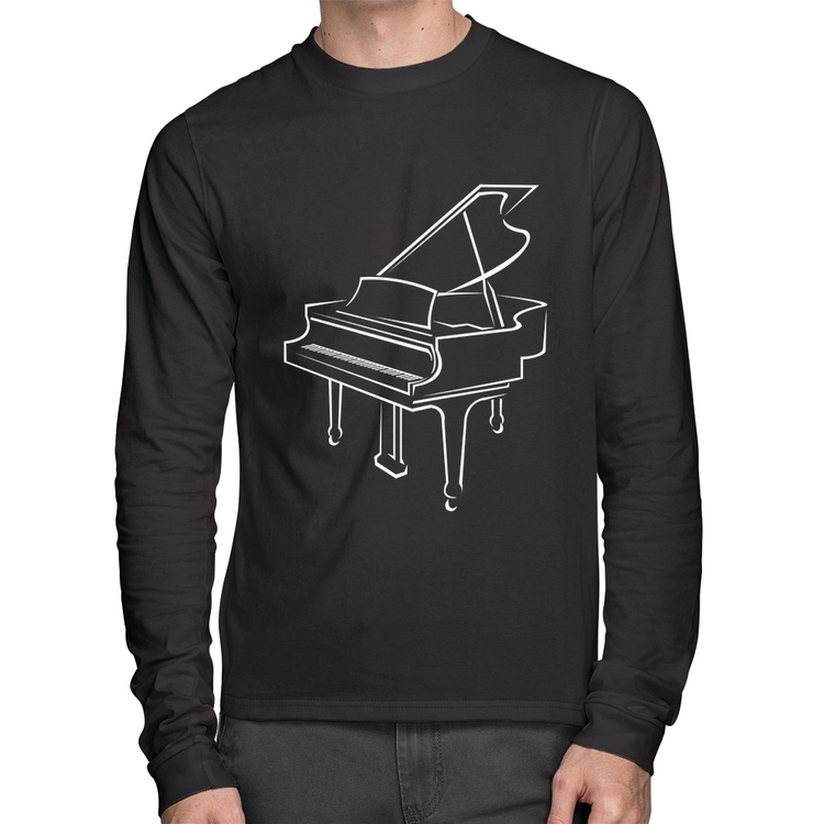 Camiseta Algodão Piano Manga Longa